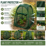 Pop-Up Plant Protector Mesh Cover with Top Shade Net, Zipper Door & Ground Stakes