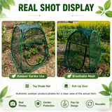 Pop-Up Plant Protector Mesh Cover with Top Shade Net, Zipper Door & Ground Stakes